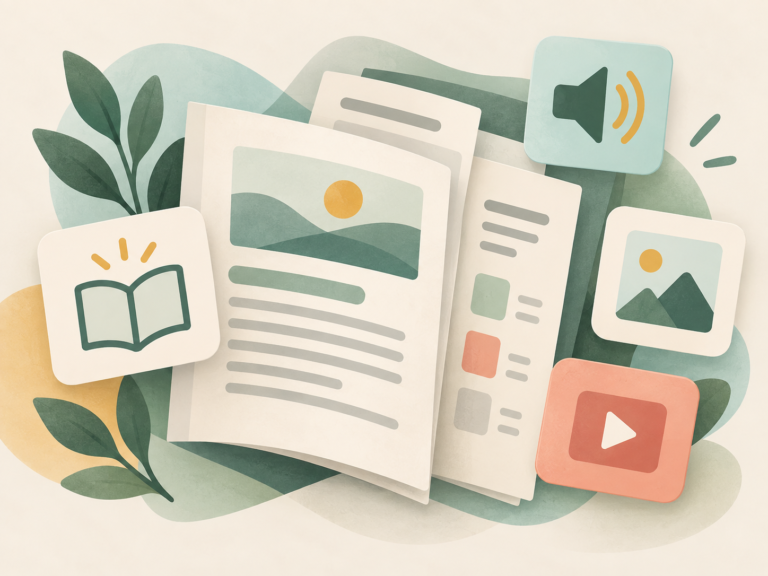Ilustración de documentos y recursos multimedia accesibles